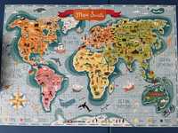 CzuCzu 6-12 lat, Duże Puzzle Mapa świata 168 elementów, jak nowe !