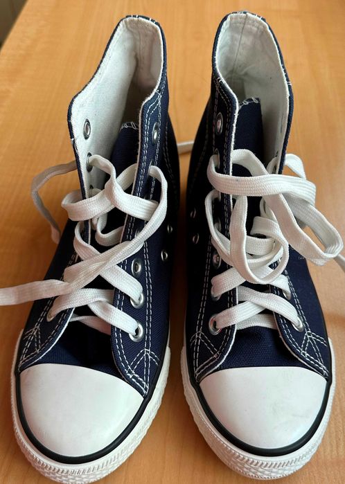 GRANATOWE TRAMPKI na koturnie rozm. 36 wkł. 22 cm