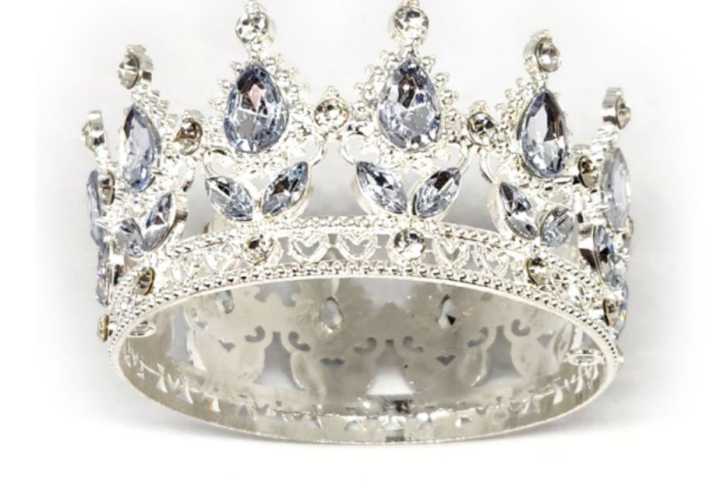 Срібна корона діадема на торт голову 8 см