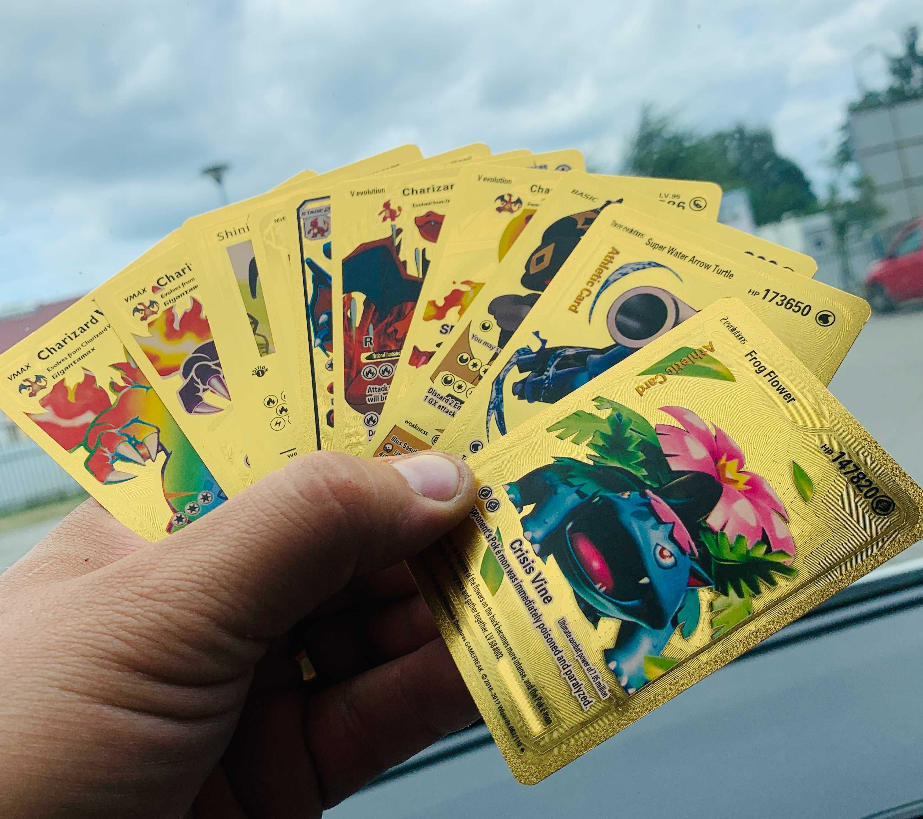 - Gold Karty Pokemon Złote metalizowane 10 kart nie srebrne czarne