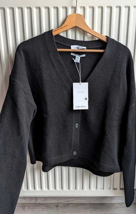 Nowy sweter na guziki wełniany kardigan oversize 100% wełna