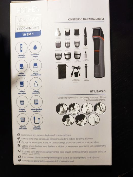 Maquina cortar 10em1  cobelo e barba nova selada 10 em 1