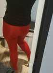 Czerwone legginsy niski stan wet look Bershka