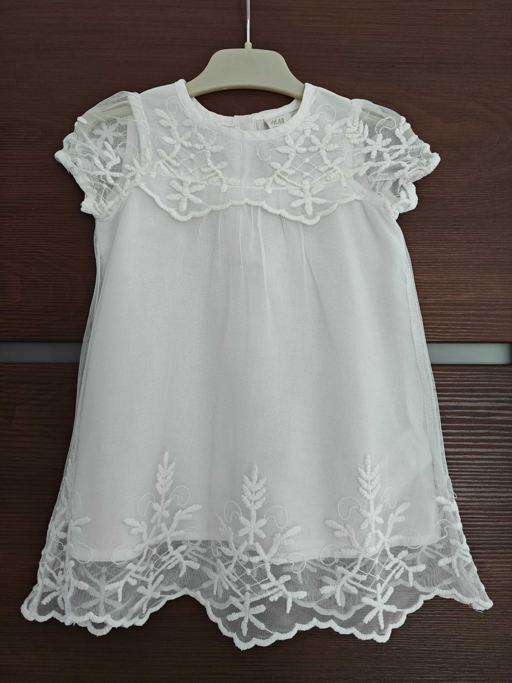 Sukienka biała na chrzest, H&M, 68