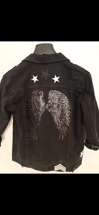 ZARA kurtka katana handmade Skrzydła, cekiny, gwiazdy, nity