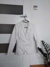 Biały bawełniany żakiet marynarka na lato H&M rozm S