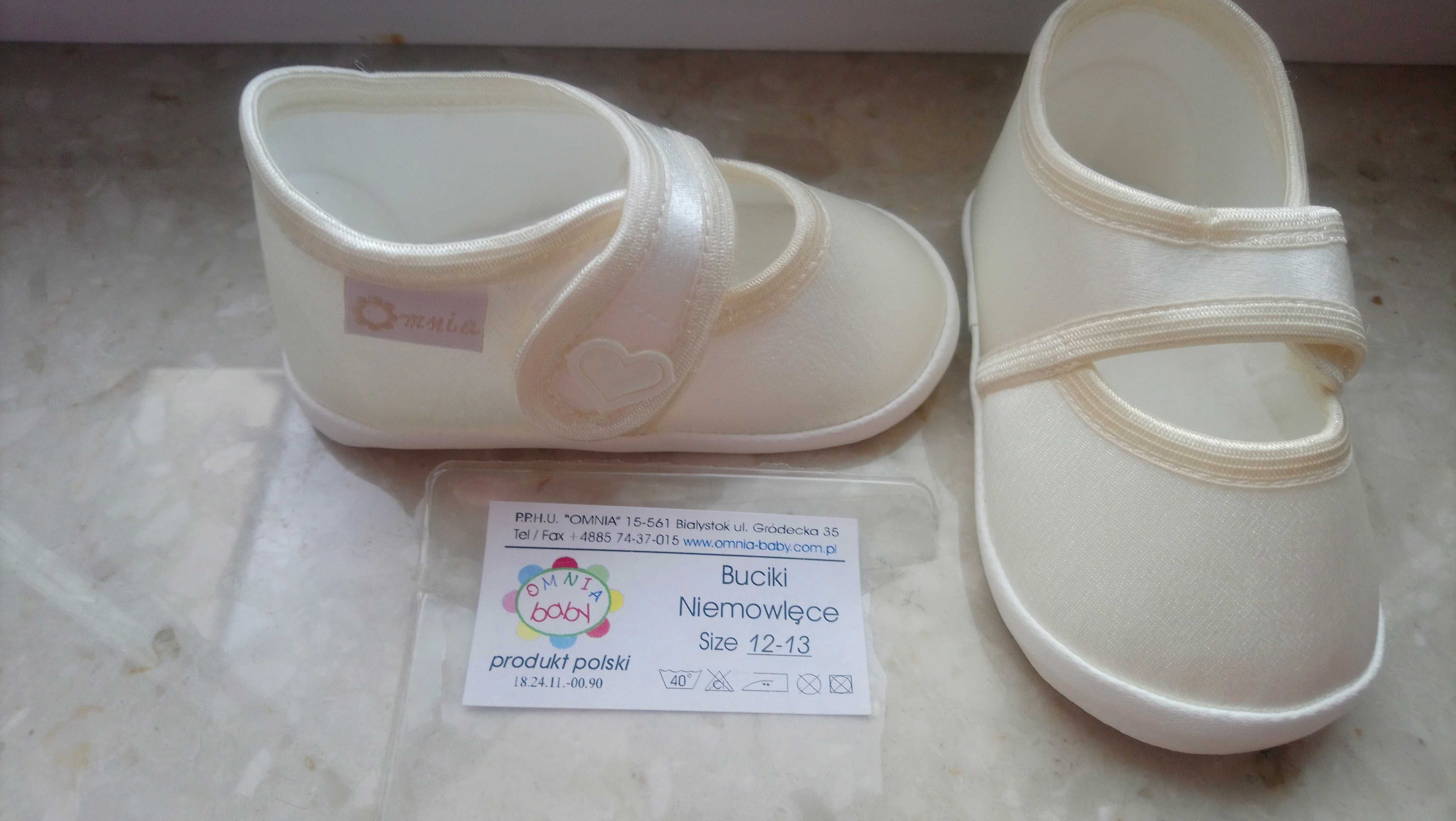 Buty, buciki do chrztu zapinane na rzep