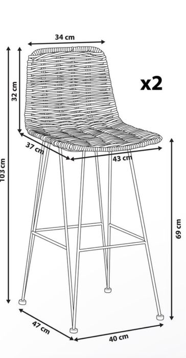 Krzesło barowe wiklina