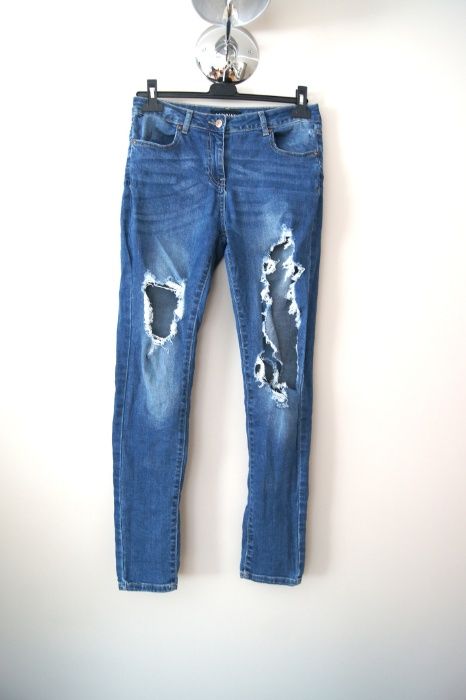 dżinsy jeansy z rozdarciami dziurami spodnie jeansowe dżinsowe 40L 38M