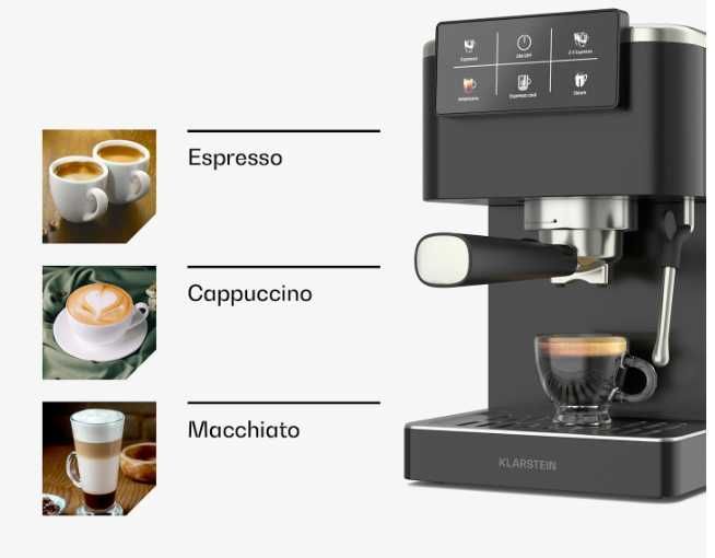 Кофеварка Холодне еспрессо Латте KLARSTEIN SteelPresso Touch 20 бар