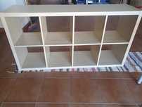 Conjunto Estante cubos e secretária castanha clara