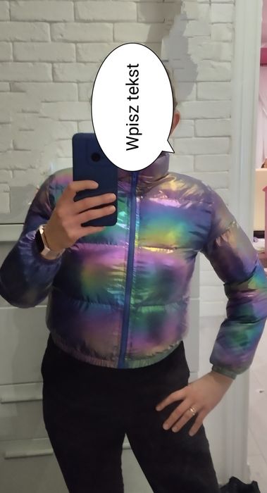 Kurtka bomberka puffer metaliczna opalizująca błyszcząca tęczowa