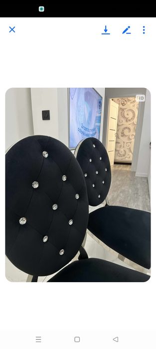 Krzesła Glamour czarne zamszowe z kryształkami 4 szt