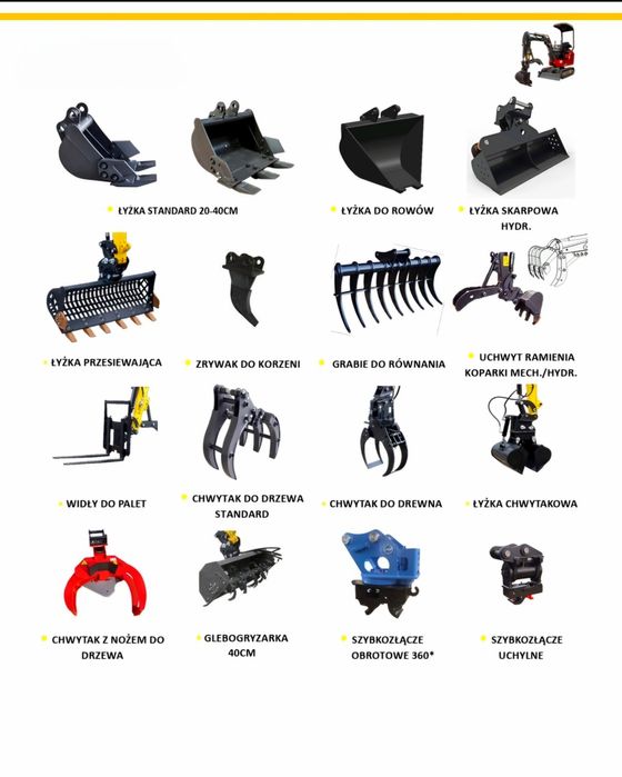 Wiertnica do mini koparek Świder łyżki inne