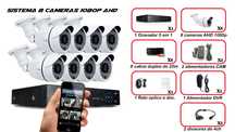 video vigilancia 8 cameras 1080p AHD 8 cabos 20m DVR P2P internet IP