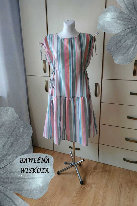 Shein NOWA sukienka oversize 44/46 2XL/3XL bawełna wiskoza paski