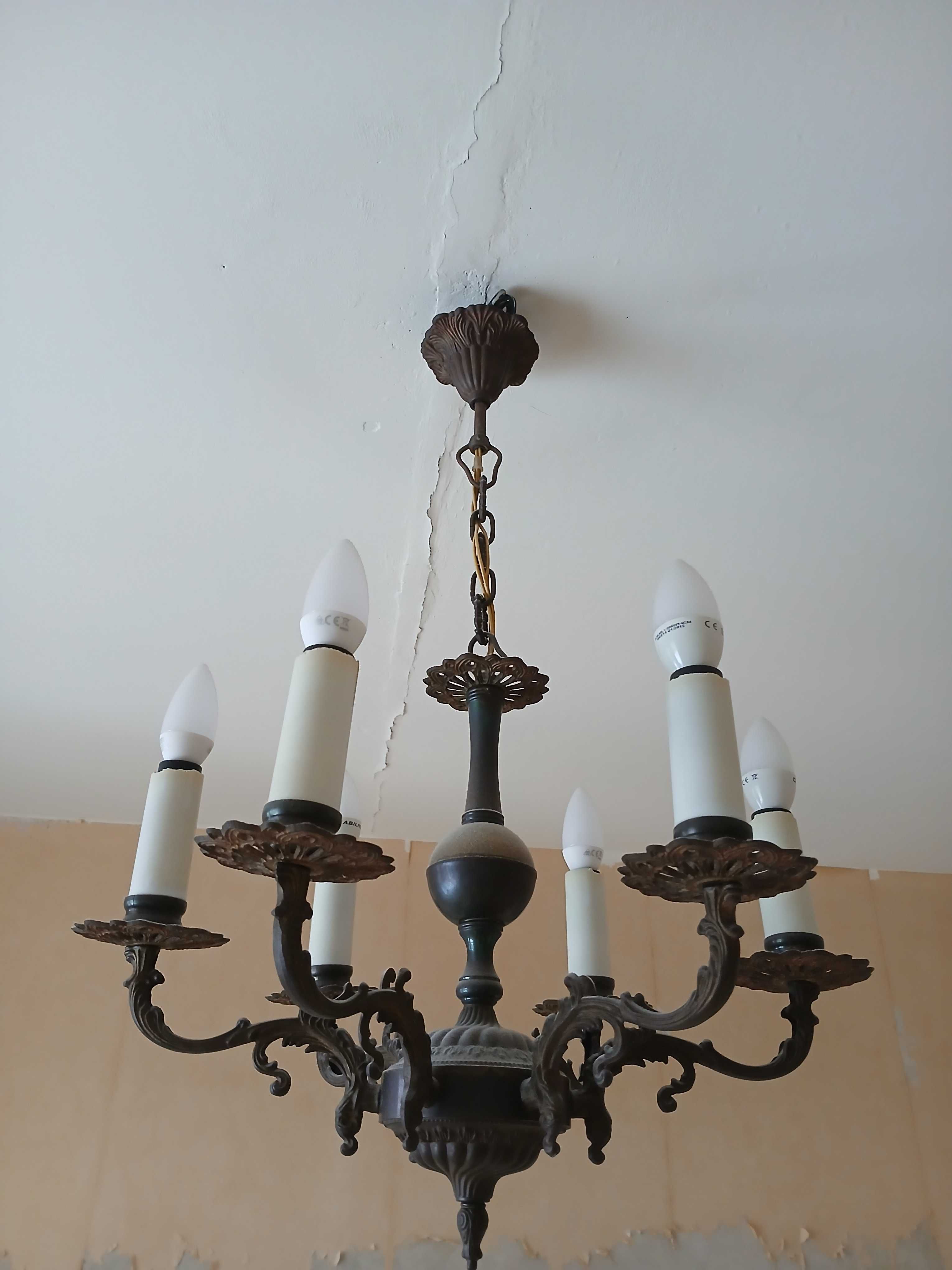 Żyrandol Mosiężny stary