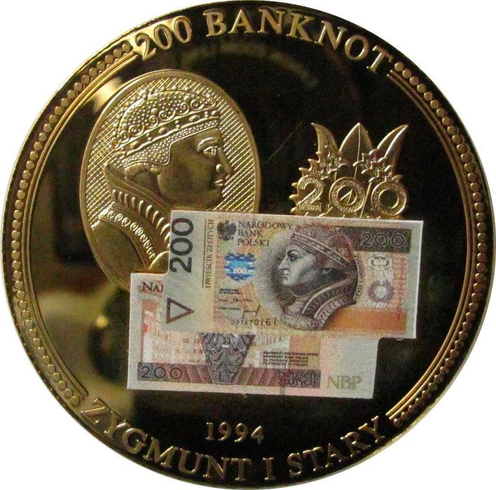 ZŁOTE Monety Medale z Wizerunkiem Banknotów Polskich Certyfikaty