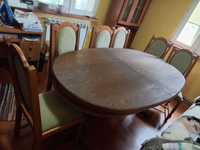 meble, stół + krzesła, dębowe