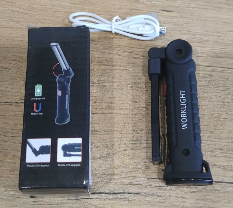 Lampka COB LED Latarka Składana USB Magnes do Warsztatu Garażu Namiotu