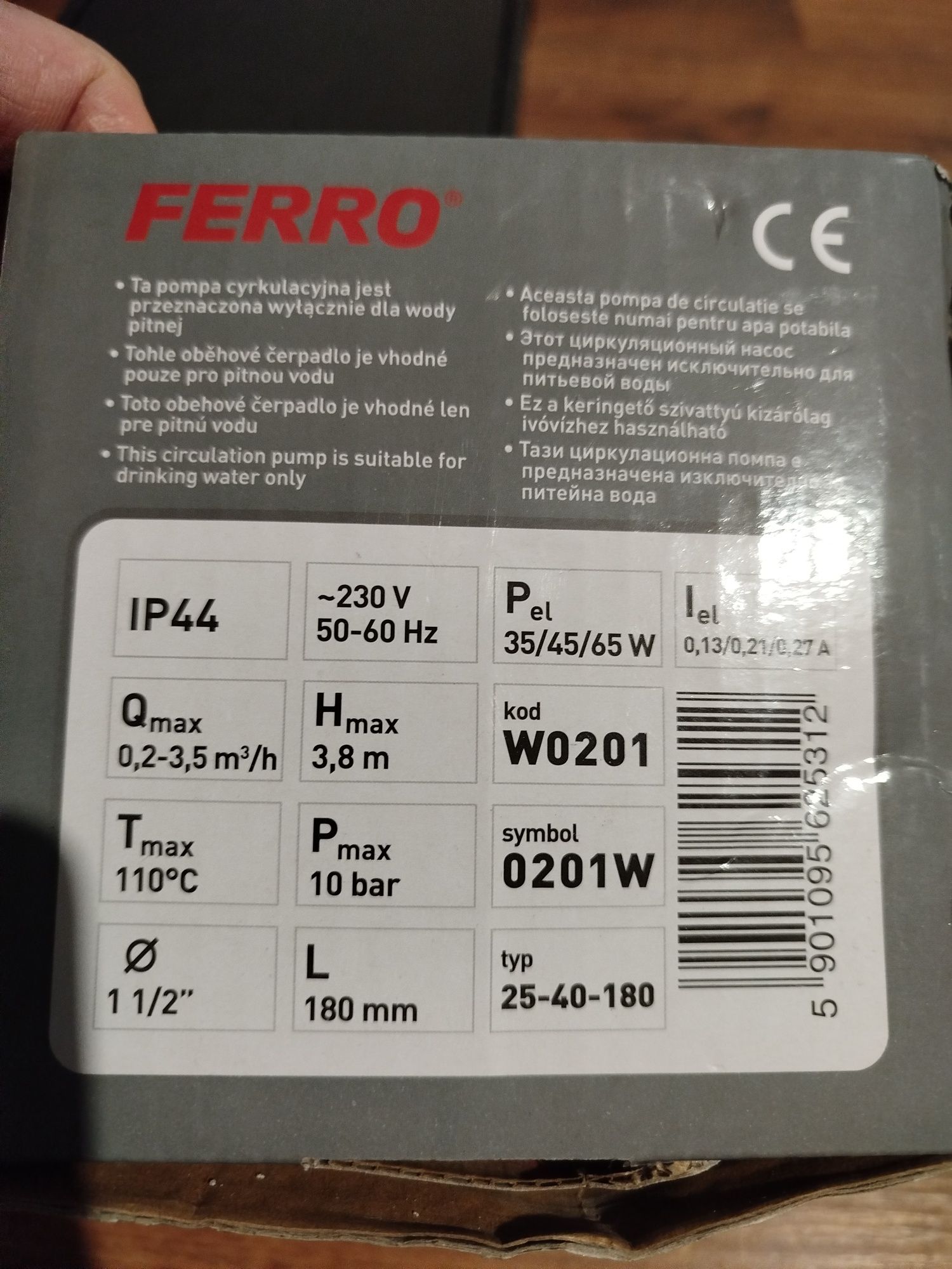 Pompa cyrkulacji wody CO CWU Grundfos, Ferro