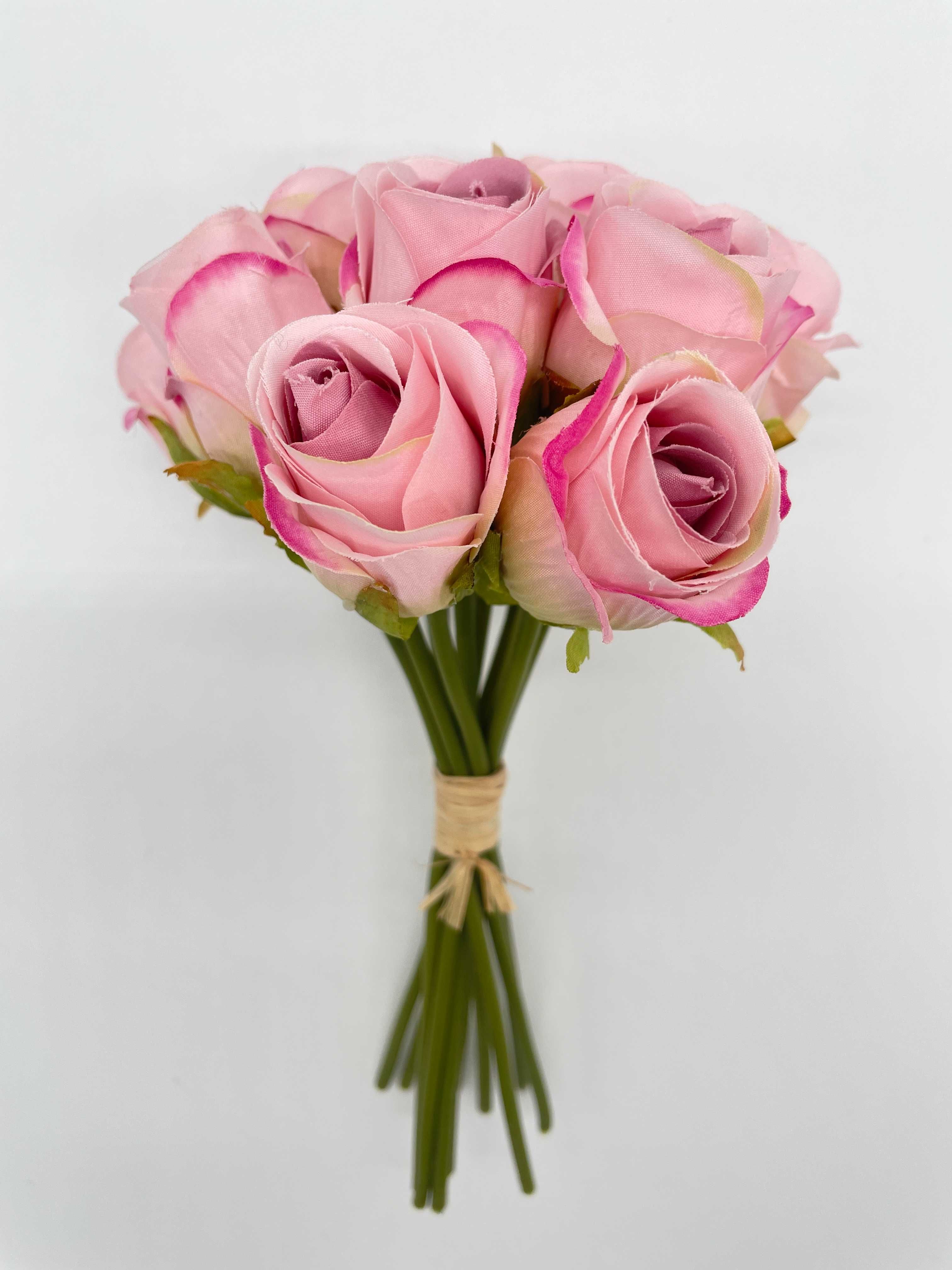Sztuczny Bukiet Róż 24cm Do Wazonu Główki Kwiatowe Jasny Róż