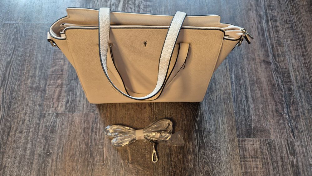 OCHNIK Torba damska skórkowa kremowa.