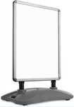 Stojak reklamowy, potykacz srebrny, 635 x 1150 x 350 mm