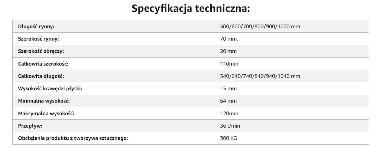 R190 Odpływ liniowy L 60 cm, stal nierdzewna 2w1