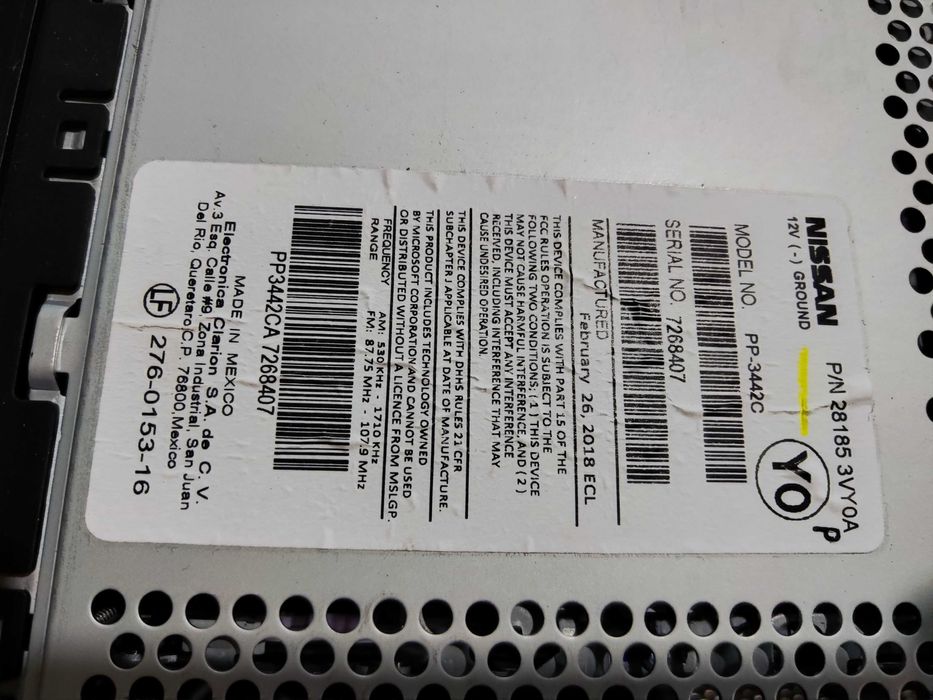 Магнітола штатна оригінал Nissan Micra k13, 2018 рік (Ніссан Мікра)