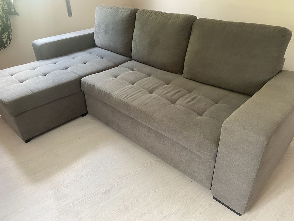 Sofá conforama cinzento c/chaise long e sofa-cama