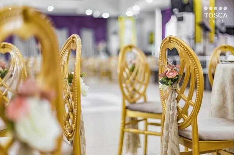 Krzesła na wesele Glamour Love złote Kielce Ostrowiec Świętokrzyski