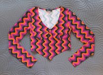 Używany kolorowy gorsetowy crop top w faliste wzory - New Yorker - XS