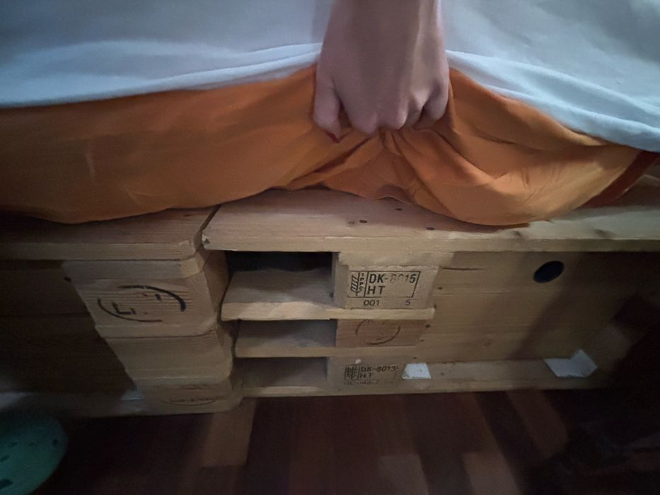 Masywne łóżko z europalet + materac 140x200 styl industrial loft DIY