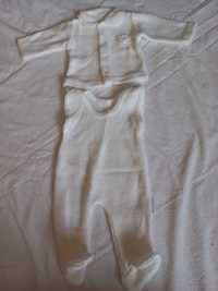 Chrzest - komplecik, białe śpiochy i biały sweterek rozm. 62cm