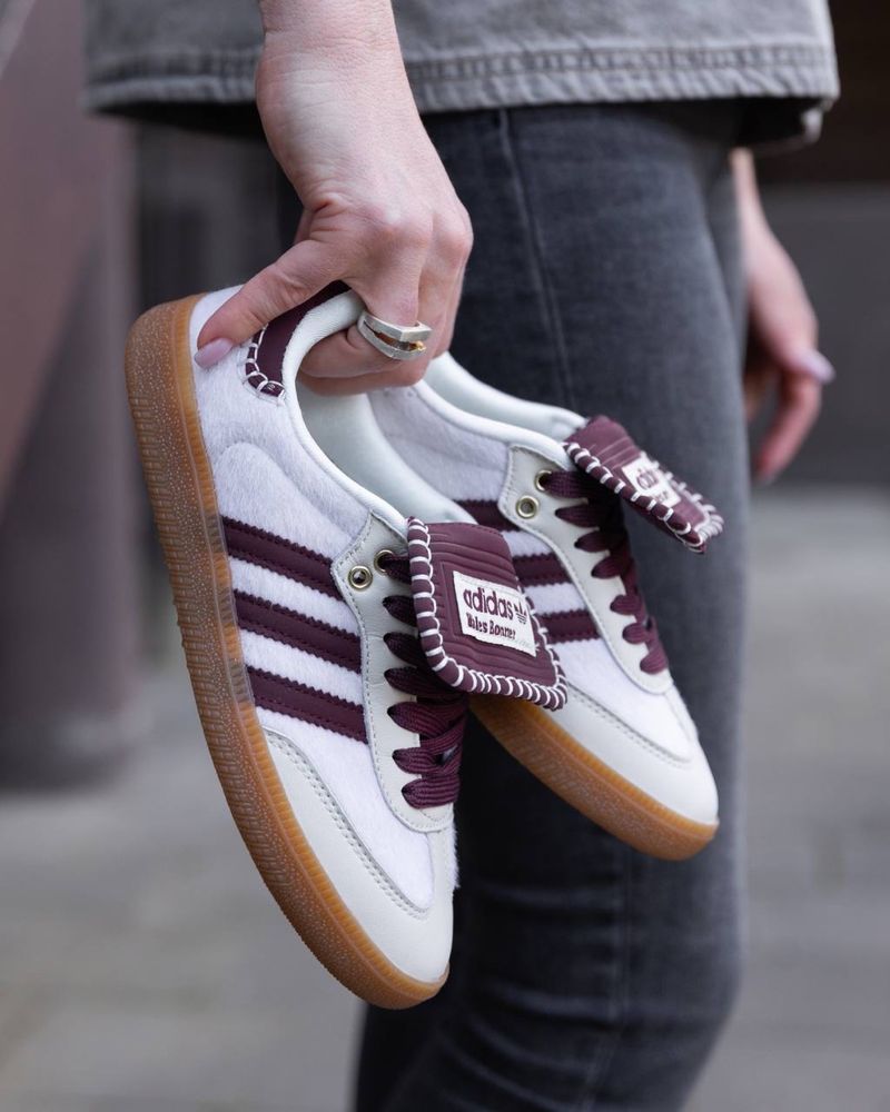 Женские кроссовки адидас самба Adidas Samba x Wales Bonner Bordo