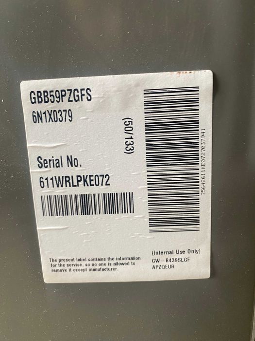sprzedam lodówka LG, GBB59PZGFS, A+++