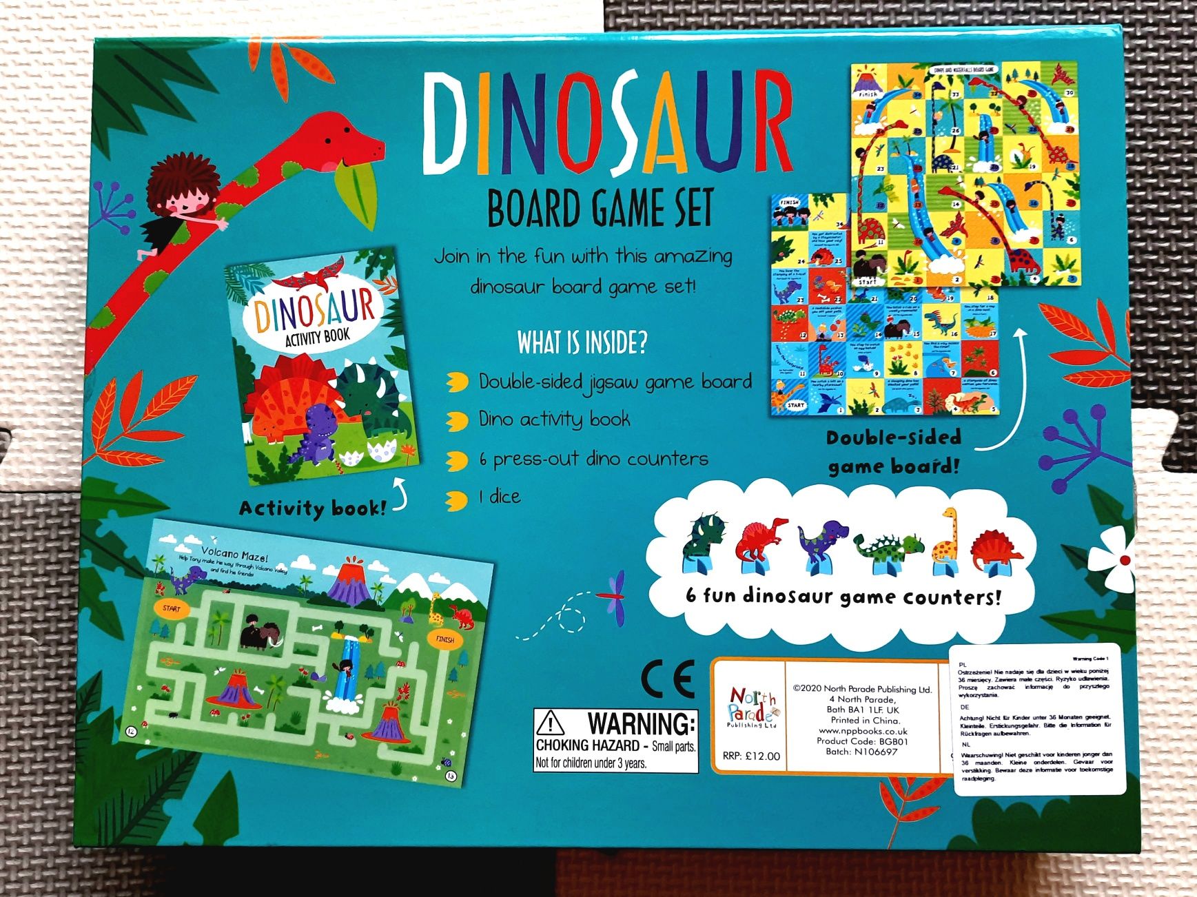 Dinosaur Board Game Set gry planszowe zagadki o dinozaurach angielski