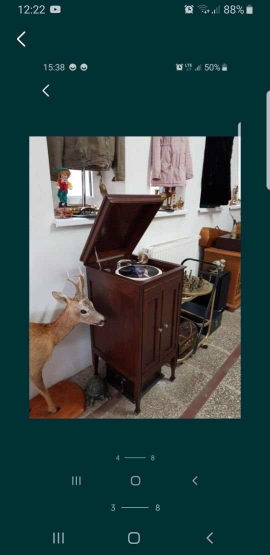 XIX w Gramofon  Szafkowy Stan Kolekcjonerski po Przeglądzie  !!!