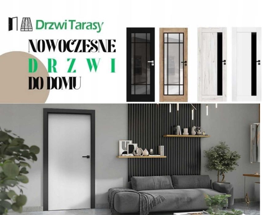 Drzwi pełne białe i czarne bezprzylgowe Kleopatra -od ręki - dostawa