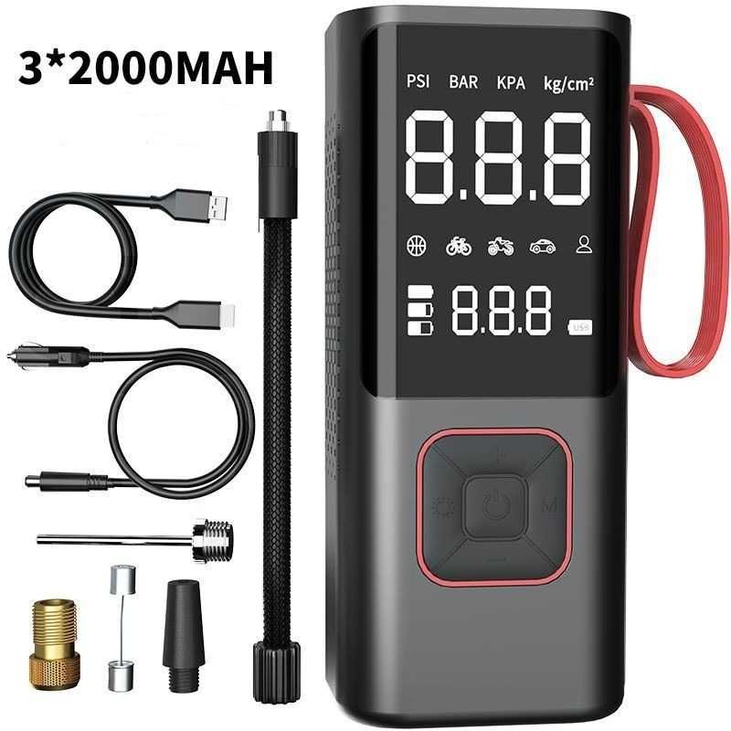 Компрессор автомобильный насос, велонасос 6000mAh + 12V