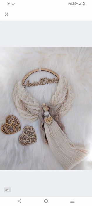 Anioł stróż makrama imie prezent chrzest komunia Święta