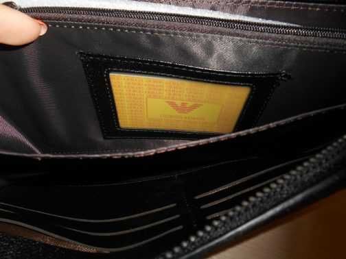 Emporio Armani PORTFEL MĘSKI DUŻY Saszetka Torebka, skóra, Włochy 588