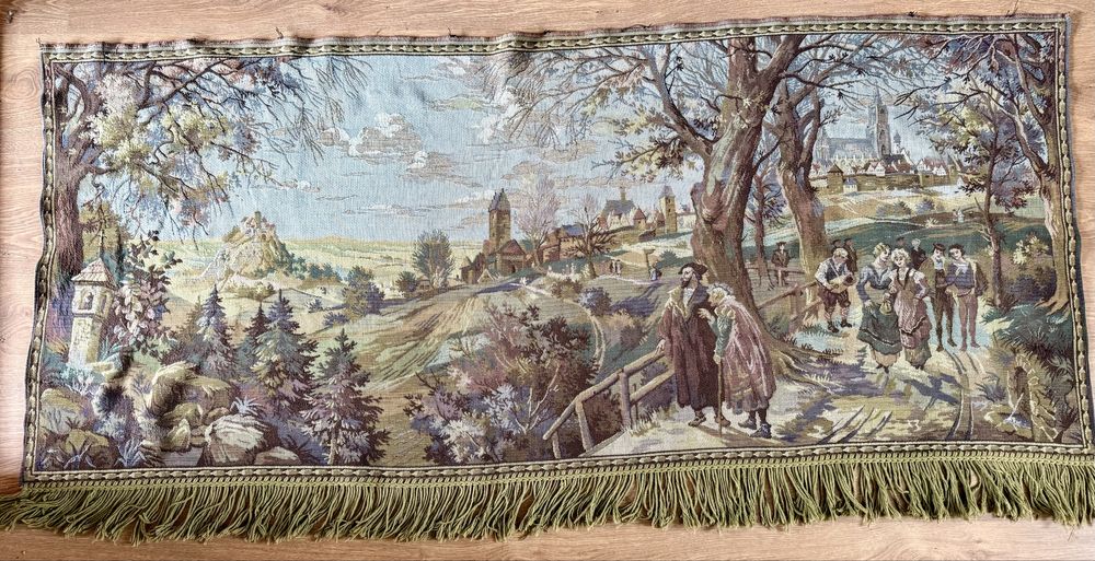 Винтажный гобелен 160×80 см,Франция/Бельгия,панно,настенный декор