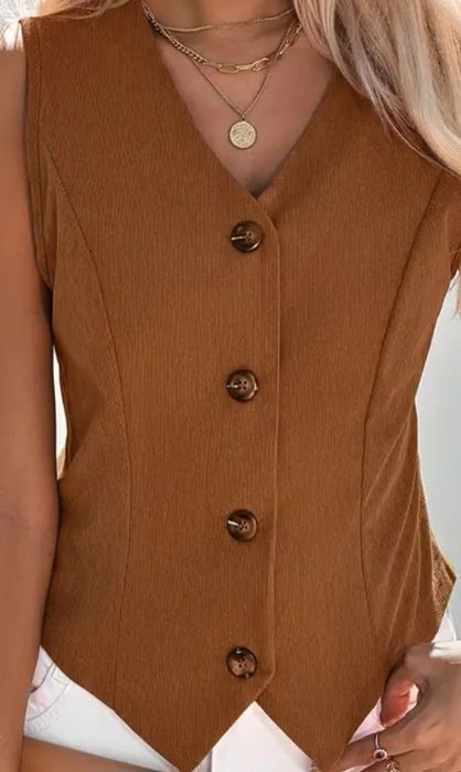 Elegancka damska kamizelka prążkowana slim fit S