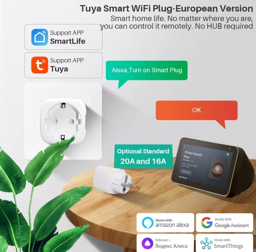 Розумна WiFi розетка Tuya smart plug розумний дім розумний будинок