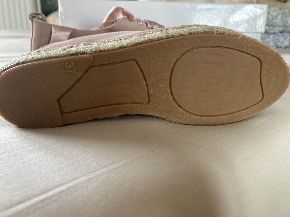 Eva Minge NOWE buty sznurowane espadryle rozm.37 pudrowy róż
