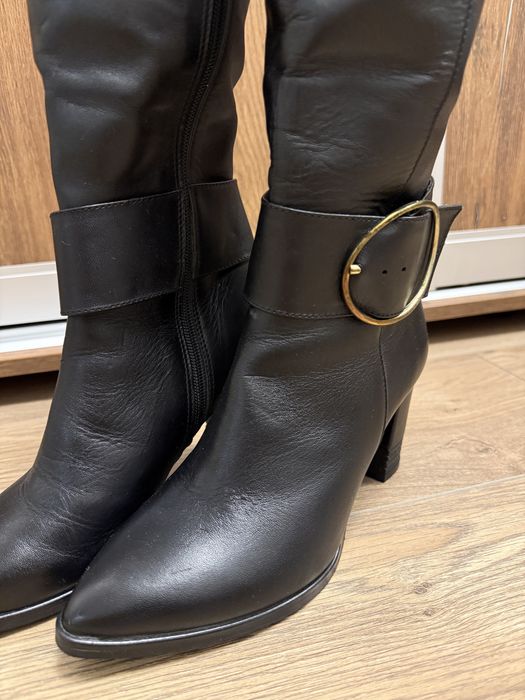 Шкіряні сапоги жіночі чоботи демісезонні