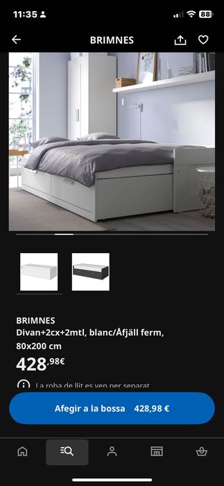 Cama individual doble 8x200