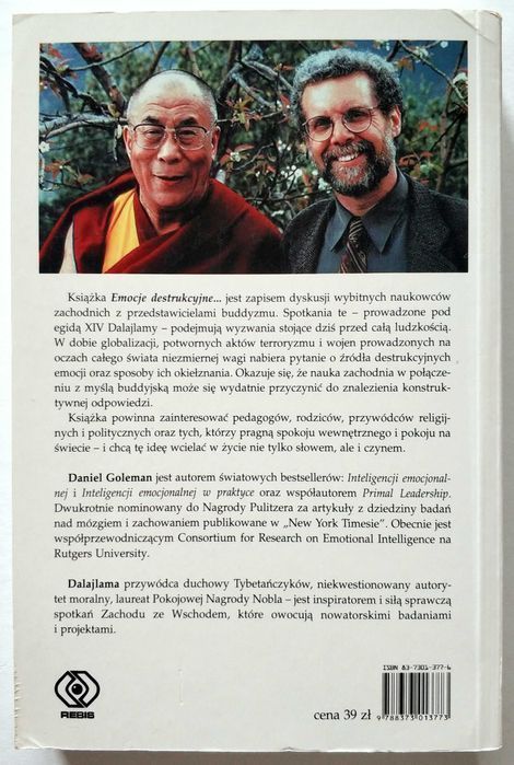 EMOCJE DESTRUKCYJNE, Dalajlama, Daniel Goleman, HIT!